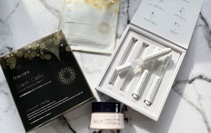 「フラコラのステムセルマイクロニードルパッチとメディリフトクリーム、シワ改善やハリケアに特化した針コスメセット」