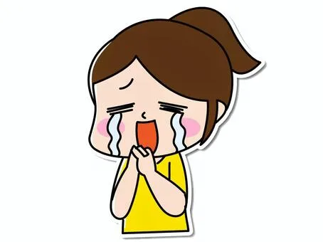 「スキンケアや美容アイテム選びに失敗して涙する女性のイラスト｜肌荒れや期待外れの効果にショックを受ける様子」