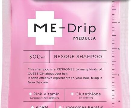 「ME＋Drip MEDULLAリスキューシャンプーのピンクパッケージ｜トリートメント不要の生美容液シャンプー、髪にハリ・ツヤ・うるおいを与える高機能ヘアケア製品」