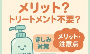 シャンプーだけのメリット・デメリット解説サムネイル—トリートメント不要は本当？きしみ対策と時短ヘアケアのコツを可愛く紹介｜くせ毛・広がり向け