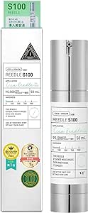 「VT COSMETICSのマイクロニードル美容液『リードルショットS100』のパッケージとボトル画像|CICA成分配合・肌のキメを整える初心者向け低刺激設計のスキンケアアイテム」