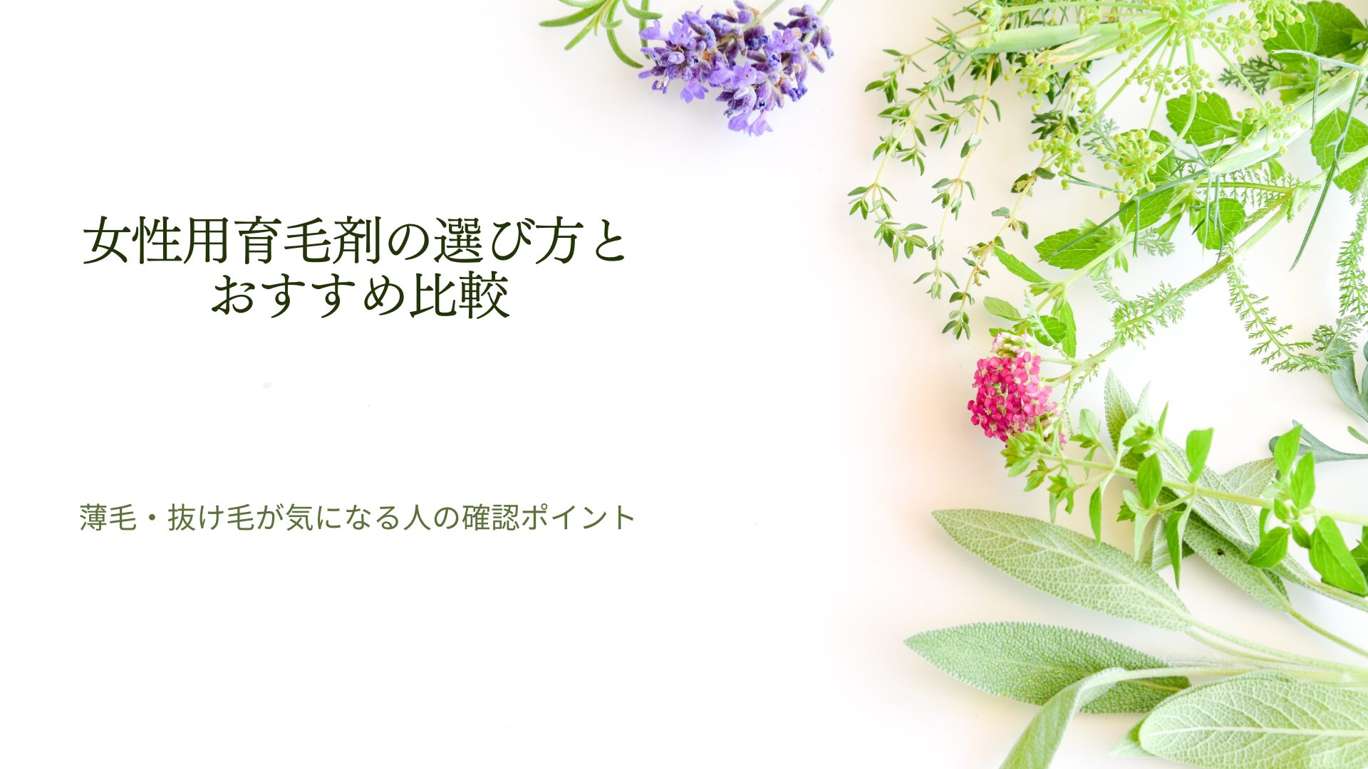 女性用育毛剤の選び方とおすすめ比較、薄毛・抜け毛が気になる人の確認ポイントを解説するアイキャッチ