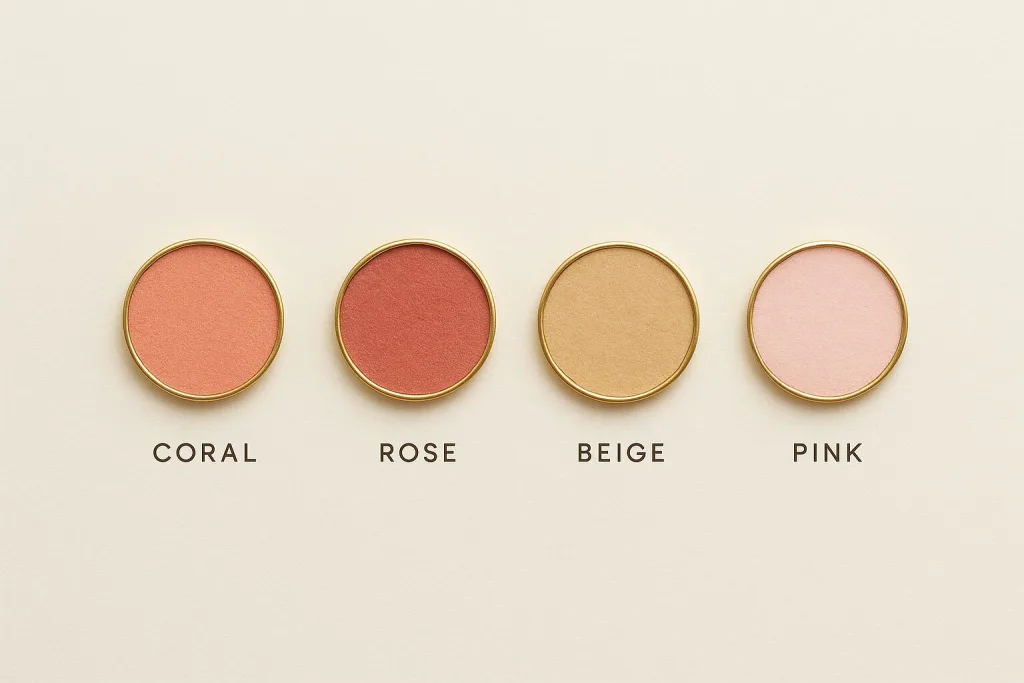 カラーパレット4色比較｜CORAL／ROSE／BEIGE／PINK の色味見本とトーン選びの目安